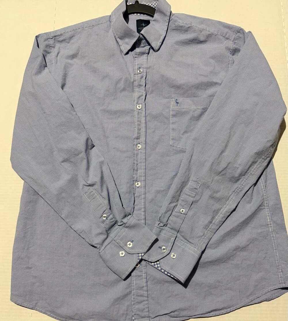 Tailorbyrd Button-Up Shirt Size L Blue Check Long Sleeve